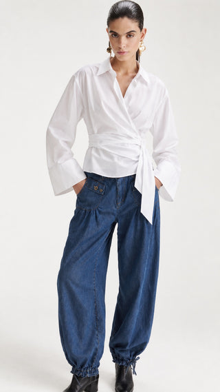 Tie-Waist Cropped Shirt