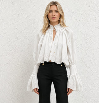 BLOUSE IN COTTON & LINEN