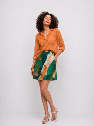 JACKET-AND-SKIRT CO-ORD SET IN MIXED FABRIC