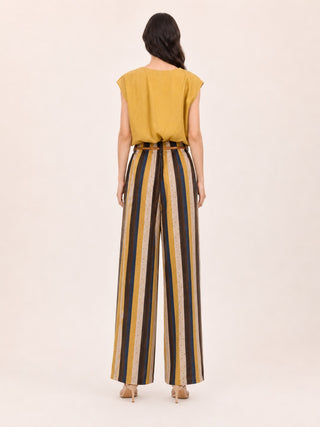 STRIPED JACKET-AND-SKIRT CO-ORD IN LINEN