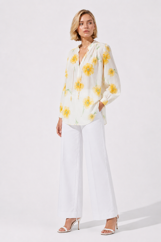 Multi Sunflower Print Relaxed Silk Shirt