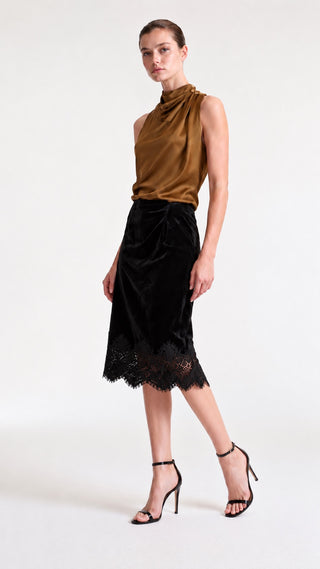 Lace-Hem Midi Skirt