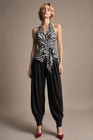 Zebra Print Draped Halter Top