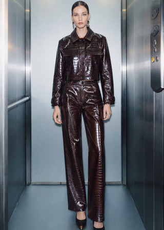 Croc-Effect Faux Leather Set