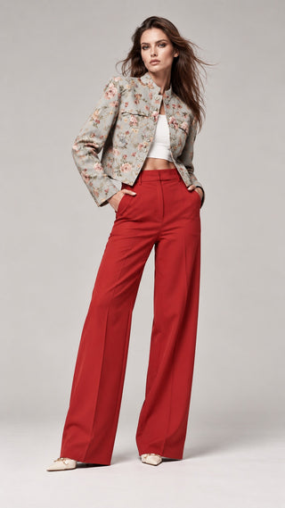 FLORAL PRINT STAND COLLAR JACKET