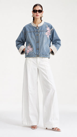 Floral Embroidered Denim Jacket