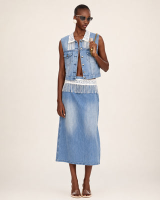 DENIM MINI SKIRT IN LINEN