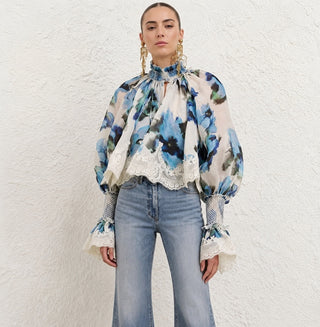 BLOUSE IN COTTON & LINEN