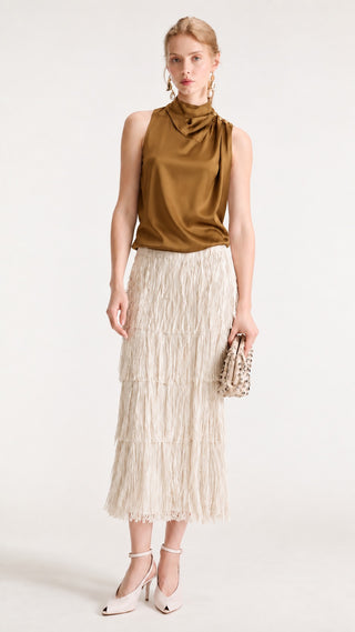 Mock Neck Satin Shell