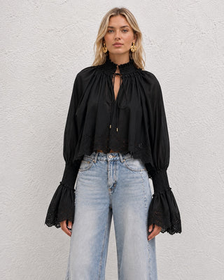BLOUSE IN COTTON & LINEN