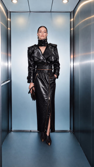 Belted Faux Leather Moto Jacket