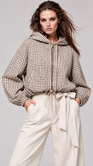 HOUNDSTOOTH CHECK OVERSIZED JACKET