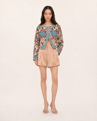 FLORAL-PRINT DENIM JACKET IN COTTON