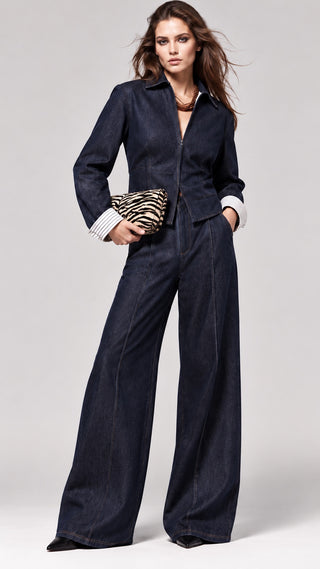 COLLARED ZIP JACKET TROUSER SET