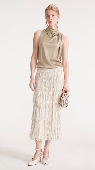 Fringed Maxi Skirt