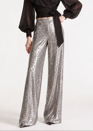 Sequin Wide-Leg Pant