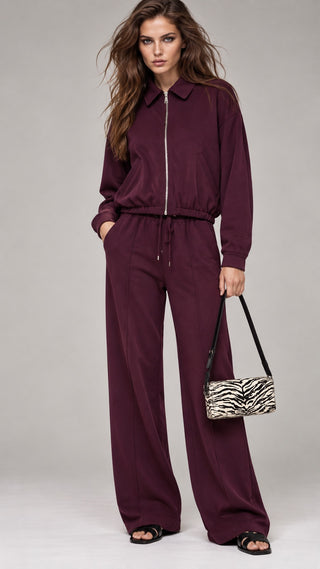 CROPPED BOMBER JACKET TROUSER SET