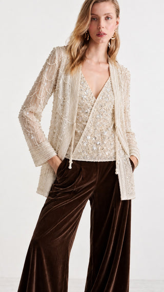 Textured Knit Tie Jacket