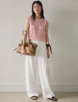 TEXTURED FLORAL TOP IN CREPE