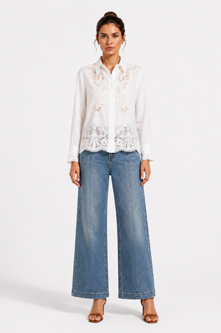 White Lace-Trim blouse