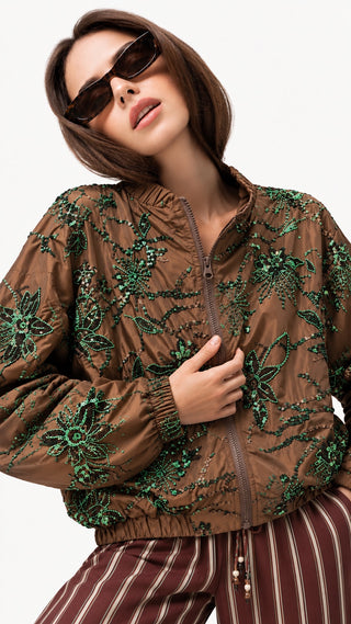 Painterly Print Bomber Jacket