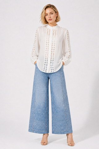 white lace trim blouse