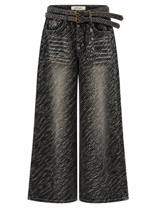 Textured Wash Wide-Leg Jean