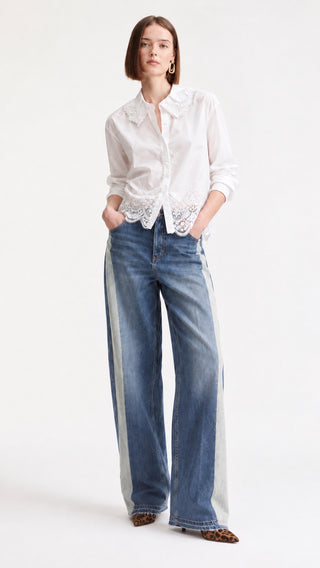 Lace-Hem Poplin Shirt