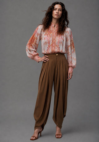 Floral Print Ruffle-Trim Blouse