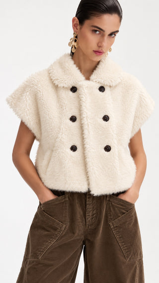 Faux Fur Double-Breasted Jacket