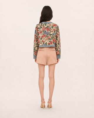 FLORAL-PRINT DENIM JACKET IN COTTON