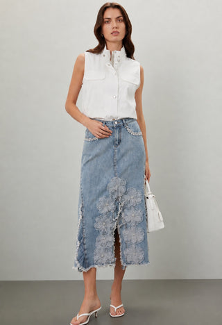 SKIRT IN COTTON BLEND