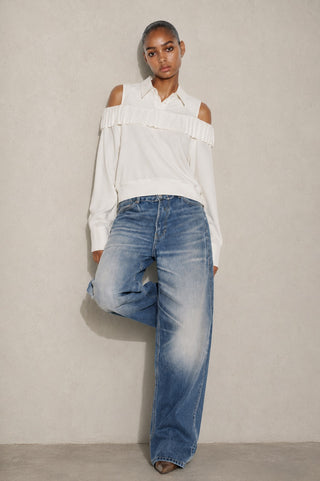 COLLARED CROPPED JACKET IN COTTON