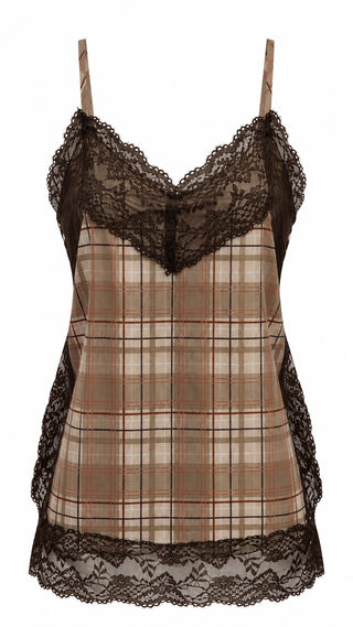 Lace-Trim Plaid Camisole