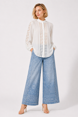 white lace trim blouse
