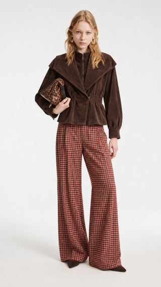 Cinched Waist Suede-Touch Jacket