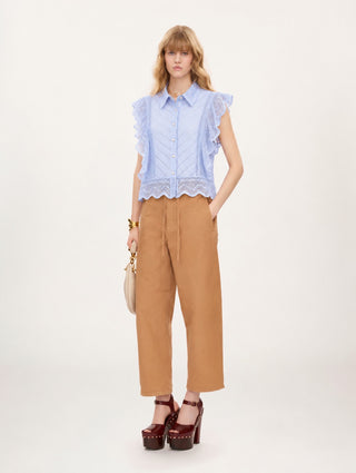TAILORED STRAIGHT-LEG PANTS IN COTTON