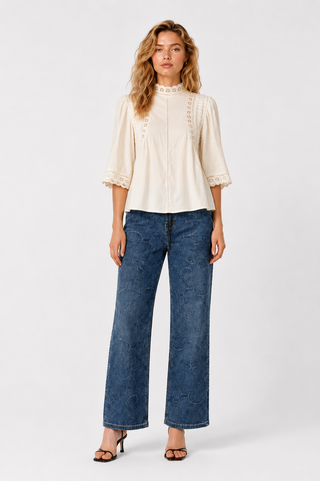 Ivory Lace Detail Blouse