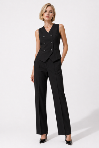 Black Single-Button Tailored Blazer Set