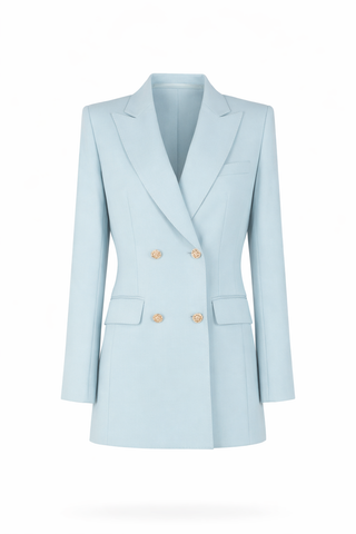 Blue Double-Breasted Blazer Set