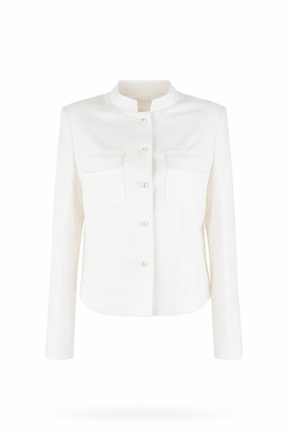White Button-Front Tencel Linen Set