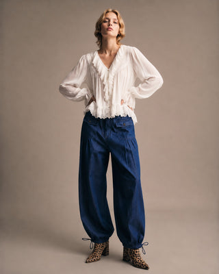 Sheer Ruffle Collar Blouse