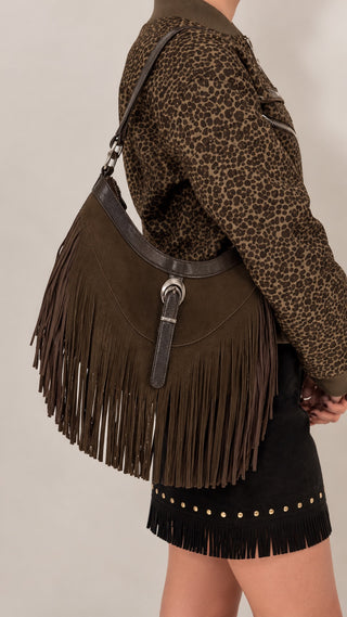 Fringed Suede-Touch Hobo