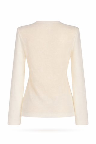 White V-Neck Wool Cardigan Top