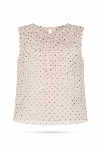White Polka Dot Ruffle Sleeveless set