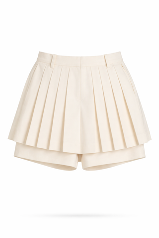 Off-White Pleated Two-Layer Mini Skirt