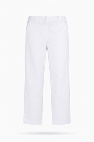 White Wide-Leg Cotton Stretch Trousers