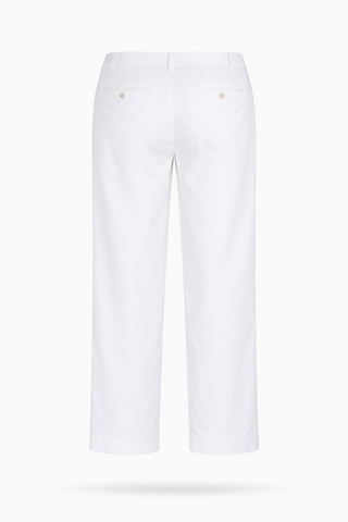 White Wide-Leg Cotton Stretch Trousers