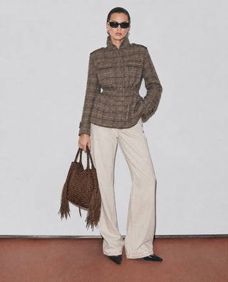 TAPERED HIGH-WAIST PANTS IN COTTON