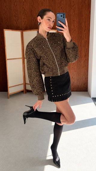 Studded Suede-Touch Mini Skirt
